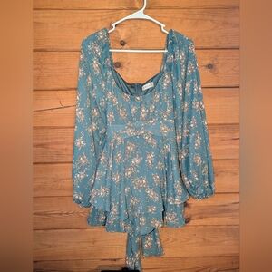 Altar'd State Teal Floral Romper